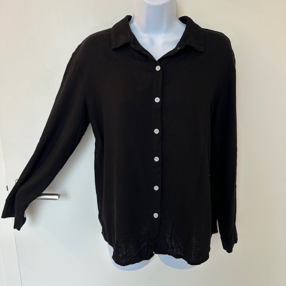 Classic Black Button Down Shirt for Women